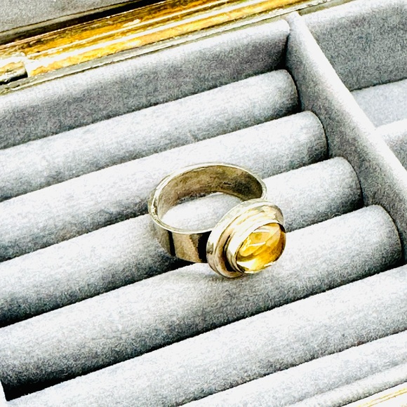 🔥 Vintage Modernist Citrine Silver Ring - Picture 8 of 17